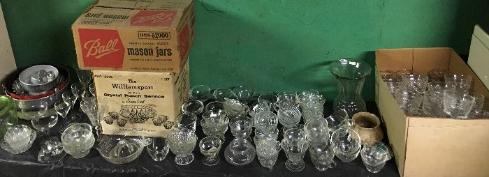 Ball Mason Jars still in box, more odds and sods of glass...