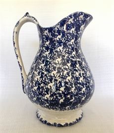 $50. Large antique spongeware pitcher standing 11"high and approximately 7" in diameter. Dimensions 7.0ʺW × 7.0ʺD × 11.0ʺH.