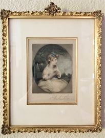 $50.. Antique signed print in gilt frame. Measures 9" x 11".