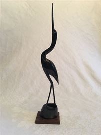 $20. Vintage carved horn heron. Measures approximately 15"H.