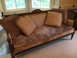 Beautifully upholstered sofa and custom pillows