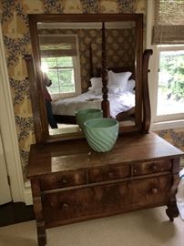 Antique bureau with attached mirror