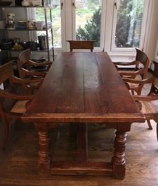 Big ol' kitchen table with oak chairs/cane seat