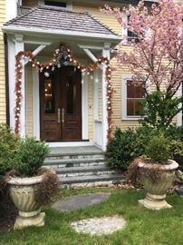 HEAVY cement planters - huge and stunning!