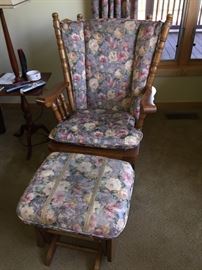  Two floral gliders with ottoman 