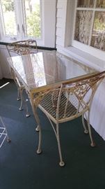 Wrought iron table & two chairs