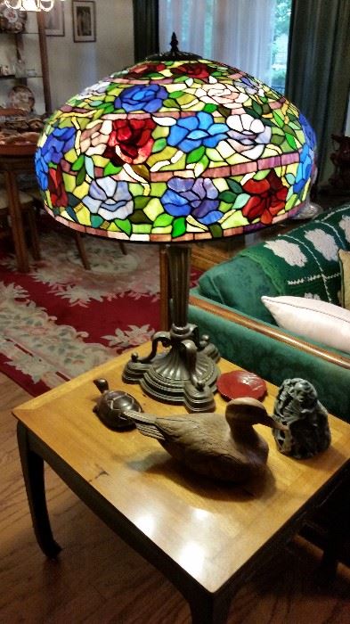 Fantastic Large Pair of Stain Glass Lamps