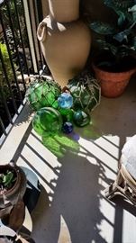 Big Planters and Huge Antique Japanese Fishing Floats