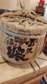 Antique Unopened Bamboo Wrapped Sake Jug- WOW!!!