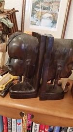 Carved Ebony Wood Book Ends from Africa
