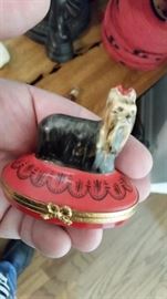 Rare Artoria Limoges Dog Trinket Box