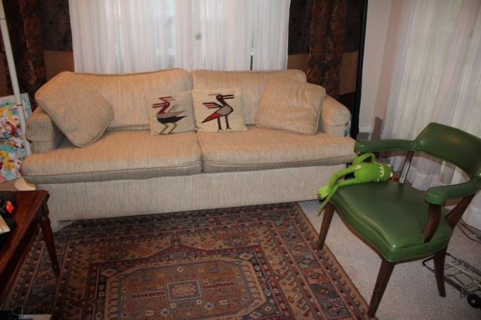 Sofa, Chair, Rug and Decorative Pillows