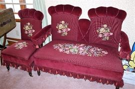 Maroon Settee & Chair
