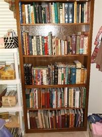 Oak book shelf and books