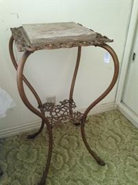 Square marble top plant stand