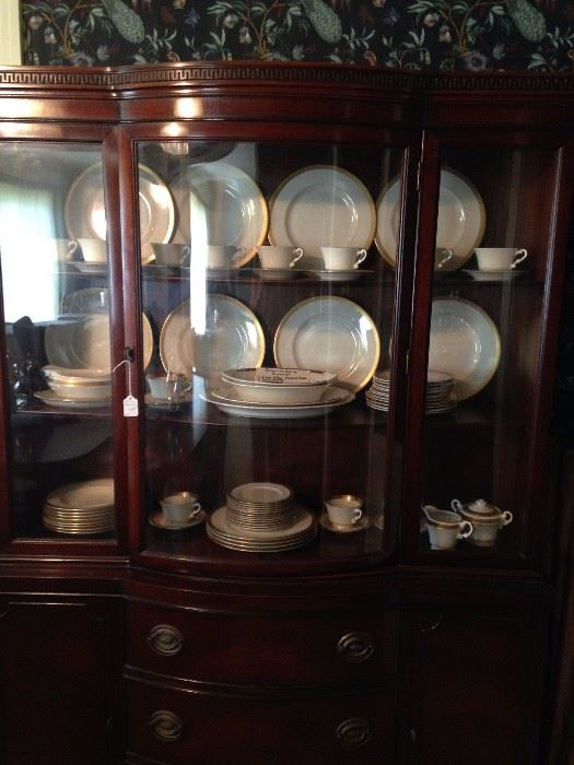Mahogany china cabinet with curved center door