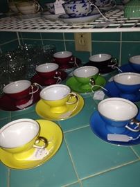 Colorful cups & saucers