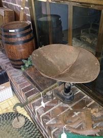 Antique keg and scales