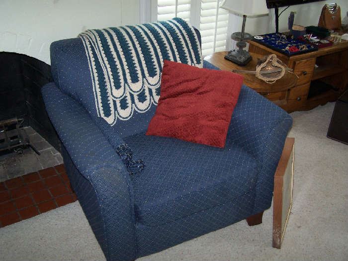 BLUE EASY CHAIR--MATCH TO SOFA