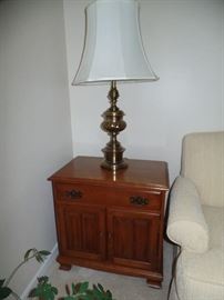 Side table and brass lamp