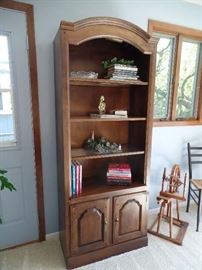 1 of 2 tall lighted book cabinets