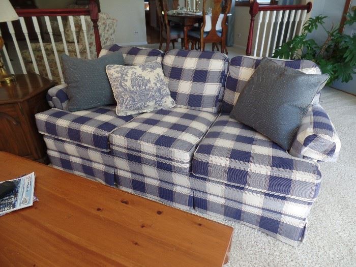 Blue and white couch