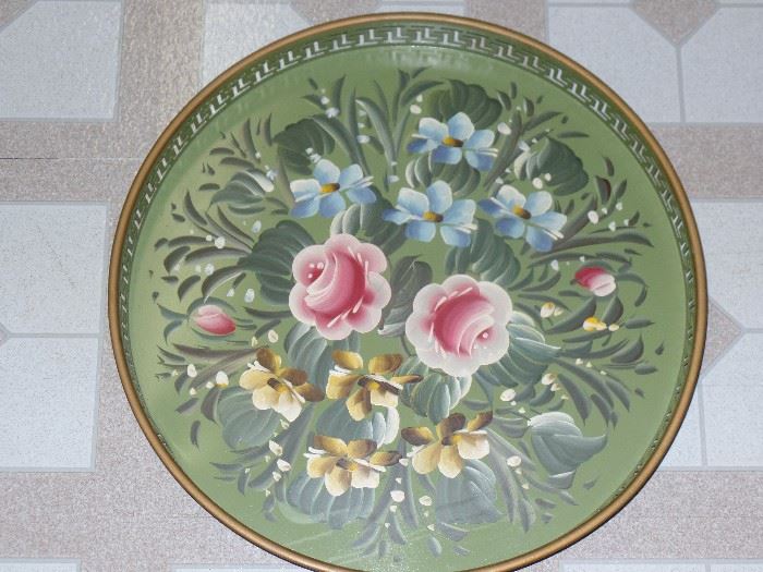 Vintage lg. floral metal tray