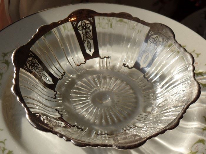 Sterling Silver inlay crystal bowl