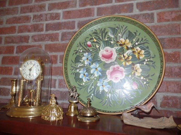 Vintage hand painted floral metal tray