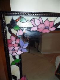Close up of stain glass mirror