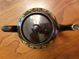 Gibson Black Floral Tea Pot, (small chip on spout) $20