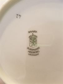 Back of Bavarian Schuman, Arzberg Germany Plate from Set of China. Set $900.