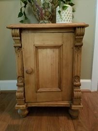 Antique Carved Wood Cabinet Accent Table with Door $150