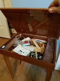 French Style Marquetry Tea Table interior $300