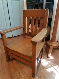 Antique, 100 year old solid oak child rocking chair $150