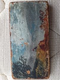 Antique Miniature Painting on Wood, Dated 1879  $30