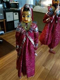 Female Rajasthani Indian Folk Marionette Puppet, Set of 2, $100.