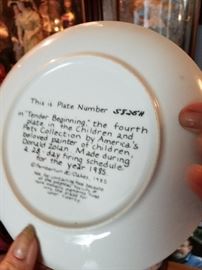 Back of 1985 Donald Zolan Plate "Tender Beginning"
