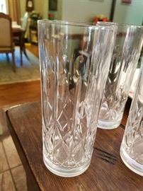 Close up of Cut Crystal Diamond and Thumbprint Water Glasses/Tumblers $60 Set of 6.