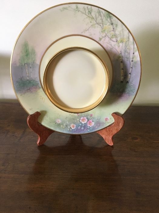 Pickard China.  Signed C. Marker. Wildwood. Vellum.  Cheesedip bowl. To be sold by telephone auction.  Bidding begins at 10:00 AM & ends at 12 PM.  309 662 3838.  309 830 3026 