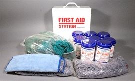 D-Wipe Towels, Removes Lead and Heavy Metals from the Skin (8). Mop / Brook Heads (5), and First Aid Station Box with Supplies