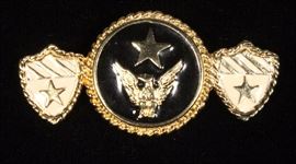 Griffin / Eagle on Black Field Lapel Pin with Two Star Shields, 2-1/4"W x 1"T