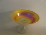 Steuben comport gold aurene onionskin white comport