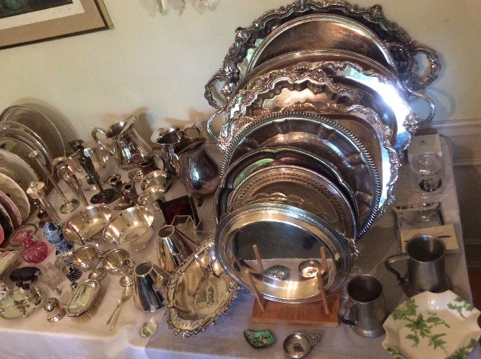 Lots of silver serving pieces