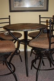 Tiled topped bar table with 4 barstools