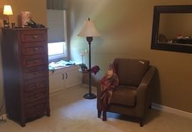 Lingerie cabinet, floor lamp, side chair