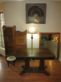 Antique Secretary, Nice Floor Lamp, Mirror, Library Table From Gross High School