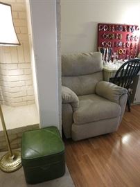 Vintage Green Stool And Recliner