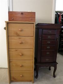 Chest of Drawers And Very Nice Mahogany Jewelry Armoire