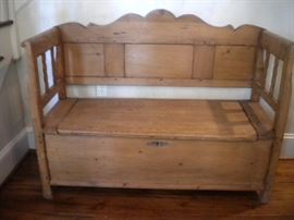 Antique pine storage bench perfect for any entry nook